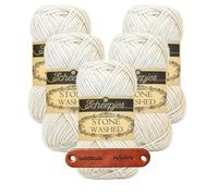 Scheepjes Stone Washed 801 Moon Stone Premium Wolle 5 x 50g für melierte Lieblingsstücke sanfte Farbnuancen und kreative Handarbeiten mit mySearose Label