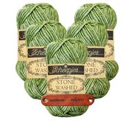 Scheepjes Stone Washed 806 Canada Jade Premium Wolle 5 x 50g für melierte Lieblingsstücke sanfte Farbnuancen und kreative Handarbeiten mit mySearose Label