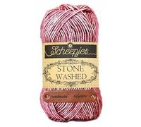 Scheepjes Stone Washed 808 Corundum Ruby Premium Wolle 50g für melierte Lieblingsstücke sanfte Farbnuancen und kreative Handarbeiten mit mySearose Label