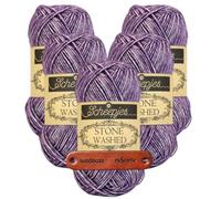 Scheepjes Stone Washed 811 Deep Amethyst Premium Wolle 5 x 50g für melierte Lieblingsstücke sanfte Farbnuancen und kreative Handarbeiten mit mySearose Label