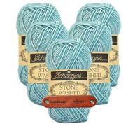 Scheepjes Stone Washed 813 Amazonite Premium Wolle 5 x 50g für melierte Lieblingsstücke sanfte Farbnuancen und kreative Handarbeiten mit mySearose Label