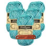 Scheepjes Stone Washed 815 Green Agate Premium Wolle 5 x 50g für melierte Lieblingsstücke sanfte Farbnuancen und kreative Handarbeiten mit mySearose Label