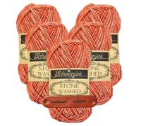 Scheepjes Stone Washed 816 Coral Premium Wolle 5 x 50g für melierte Lieblingsstücke sanfte Farbnuancen und kreative Handarbeiten mit mySearose Label