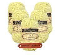 Scheepjes Stone Washed 817 Citrine Premium Wolle 5 x 50g für melierte Lieblingsstücke sanfte Farbnuancen und kreative Handarbeiten mit mySearose Label
