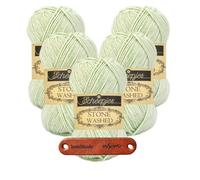 Scheepjes Stone Washed 819 New Jade Premium Wolle 5 x 50g für melierte Lieblingsstücke sanfte Farbnuancen und kreative Handarbeiten mit mySearose Label