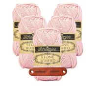 Scheepjes Stone Washed 820 Rose Quartz Premium Wolle 5 x 50g für melierte Lieblingsstücke sanfte Farbnuancen und kreative Handarbeiten mit mySearose Label