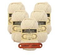 Scheepjes Stone Washed 821 Pink Quartzite Premium Wolle 5 x 50g für melierte Lieblingsstücke sanfte Farbnuancen und kreative Handarbeiten mit mySearose Label