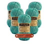 Scheepjes Stone Washed 824 Turquoise Premium Wolle 5 x 50g für melierte Lieblingsstücke sanfte Farbnuancen und kreative Handarbeiten mit mySearose Label