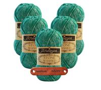 Scheepjes Stone Washed 825 Malachite Premium Wolle 5 x 50g für melierte Lieblingsstücke sanfte Farbnuancen und kreative Handarbeiten mit mySearose Label