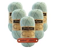 Scheepjes Stone Washed 828 Larimar Premium Wolle 5 x 50g für melierte Lieblingsstücke sanfte Farbnuancen und kreative Handarbeiten mit mySearose Label