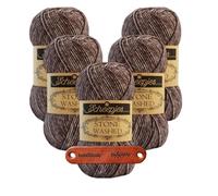 Scheepjes Stone Washed 829 Obsidian Premium Wolle 5 x 50g für melierte Lieblingsstücke sanfte Farbnuancen und kreative Handarbeiten mit mySearose Label