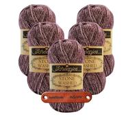 Scheepjes Stone Washed 830 Lepidolite Premium Wolle 5 x 50g für melierte Lieblingsstücke sanfte Farbnuancen und kreative Handarbeiten mit mySearose Label
