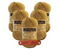 Scheepjes Stone Washed 832 Enstatite Premium Wolle 5 x 50g für melierte Lieblingsstücke sanfte Farbnuancen und kreative Handarbeiten mit mySearose Label