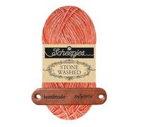 Scheepjes Stone Washed 843 Realgar Red Premium Wolle 50g für melierte Lieblingsstücke sanfte Farbnuancen und kreative Handarbeiten mit mySearose Label