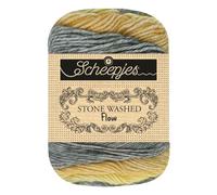 Scheepjes Stone Washed Flow 1x65g - 16 Haze Gelb/Schwarz/Braun Garn für Stricken und Häkeln