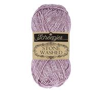 Scheepjes Stone Washed Garn 1 x 50 g - Farbton 811 Tiefer Amethyst, Baumwoll-Acryl-Mischung, melierter Effekt