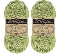 Scheepjes Stone Washed Garn 50 g - Baumwoll-Acryl-Mix, Farbe 806 Canada Jade, für Häkeln und Stricken (Packung mit 2)