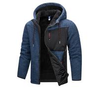 Scheibler Herren Fleece Gefütterte Strickjacke Winterjacke mit Kapuze - Männer Hoodie Cardigan Warm Fleecejacke Arbeitsjacke mit Reissverschluss