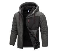 Scheibler Herren Fleece Gefütterte Strickjacke Winterjacke mit Kapuze - Männer Hoodie Cardigan Warm Fleecejacke Arbeitsjacke mit Reissverschluss
