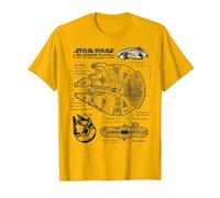 Schema des Star Wars Millennium Falcon T-Shirt, Herren, Leuchtendes Gold, XL