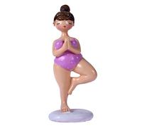 Schick-Design Yoga Dame auf einem Bein im rosa Badeanzug 16 cm Vrikshasana Figur Mädchen Rubensfrau mollige Dame Badenixe Dicke Frau Badezimmer Pilates Joga