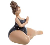 Schick-Design Yoga Dame im Badeanzug grau sitzend 14 cm Figur Mädchen Rubensfrau mollige Dame Badenixe Dicke Frau Badezimmer Joga Pilates