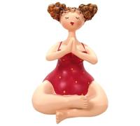 Schick-Design Yoga Dame im Badeanzug rot 10 cm sitzend Mädchen Rubensfrau mollige Dame Badenixe Dicke Frau Badezimmer Figur Pilates Joga