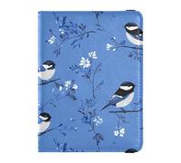 Schicke blaue Vögel Reisepass- und Impfkarten-Brieftasche, Kombi-Reisepasshülle mit Impfkartenschlitz, Reisepasshülle für Damen und Herren, wasserdicht