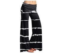 Schicke Hose Damen Cargohose Damen Schwarz Hose Schwarz Damen Elegant Paperbag Waist Retro Musterdruck Palazzo Hose Elastische Taille Yoga Hose Stretch Freizeithose Cordhose Damen (Schwarz, M)