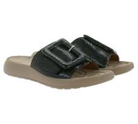 Schicke igi&co Damen Echtleder-Pantoletten Made in Italy Schlappen mit Riemen im Schlangen-Design 76784 00 Schwarz 36