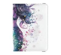 Schicke schöne Meerjungfrauen-Reisebrieftasche aus lilafarbenem Leder, für Damen, Reisepasshülle, Impfausweis, Impfkartenhalter, Geldbörse, wasserdicht, Schicke schöne Meerjungfrauen lila, 1 size