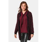 Strickjacke GOLDNER "Schicker Strickcardigan mit Glanzgarnen", Damen, Gr. 46, schwarz (schwarz, merlot), Obermaterial: 80% Polyacryl PAN. 14% Polyester PES. 6% Wolle WO., festlich, figurumspielend, Ri