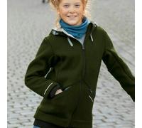 Schicker warmer Kindermantel in oliv-grün 152