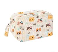 Schickes Cord-Federmäppchen, groß, 1 Stück, stilvolle Schreibwarentasche mit Reißverschluss, reichlich Stauraum mit mehreren Fächern für Schule und Reisen (süßes Kätzchen)