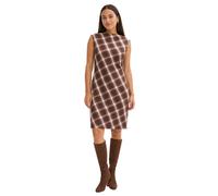 schickes Damen Kleid im Karo-Muster Abend-Kleid Mini-Kleid ärmellos 938009 Braun/Weiß 40