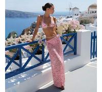 Schickes farbblockiertes 3-teiliges Badeanzug-Set mit hochgeschnittenem Rock-Überzug, Sommer 2026 Damen Rückenfrei Bikini-Sets mit Trägerhalsband, Zic