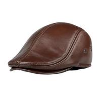 Schiebermütze Herren XdanqinX Men's Winter Hat Thicker Warm Cowhide Leather Berets with Ears Snapback Cap Brands Fashion Male Bone Dad's Hats(Light Brown,55-56cm)