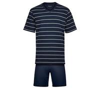 Schiesser 159621 Herren Shorty aus Softer Single-Jersey Elastikbund Baumwolle, Groesse 54, dunkelblau/gestreift