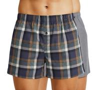 Schiesser 2-er Set Boxershorts Blau-Grau kariert & Grau