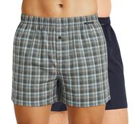 Schiesser 2-er Set Boxershorts Dunkelblau & Grau kariert