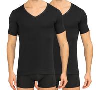 Schiesser 2-er Set T-Shirt Schwarz V-neck