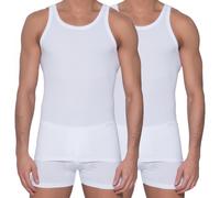 Schiesser cotton essentials Doppelripp Unterhemd 2er-Pack - Herren - 2x weiß in Größe 9