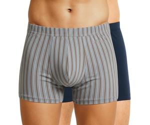 Schiesser 2-er Set Trunks Dunkelblau & Grau-Braun gestreift