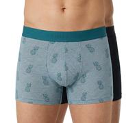 Schiesser 2-er Set Trunks Grün mit Ananas-Motiv & Schwarz
