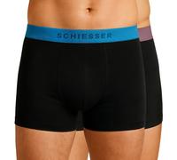 Schiesser 2-er Set Trunks Schwarz mit verschiedenfarbigem Webbund