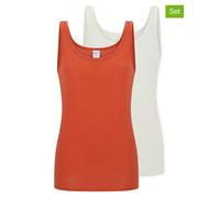 Schiesser Damen Trägertops 2er-Pack Modal Essentials terracotta/creme Größe 38