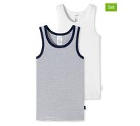 Schiesser - Unterhemd NEW STRIPES 2er-Pack in weiß/navy Gr.104