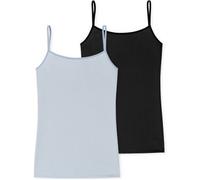 Schiesser 2P 95-5 Spagetti Top Schwarz/Blau Baumwolle 44 Damen
