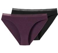 Schiesser 2P Cotton Lace Rio Slip Lila/Schwarz Baumwolle 46 Damen