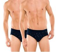 Slip SCHIESSER, Herren, Gr. 5, 2 Stk., blau (marine, bedruckt), 100% Baumwolle, Unterhosen Slip, Topseller (320068-5) marine, bedruckt